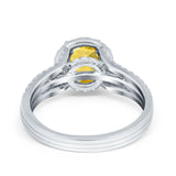 Halo Engagement Ring Accent Dazzling Simulated Cubic Zirconia 925 Sterling Silver