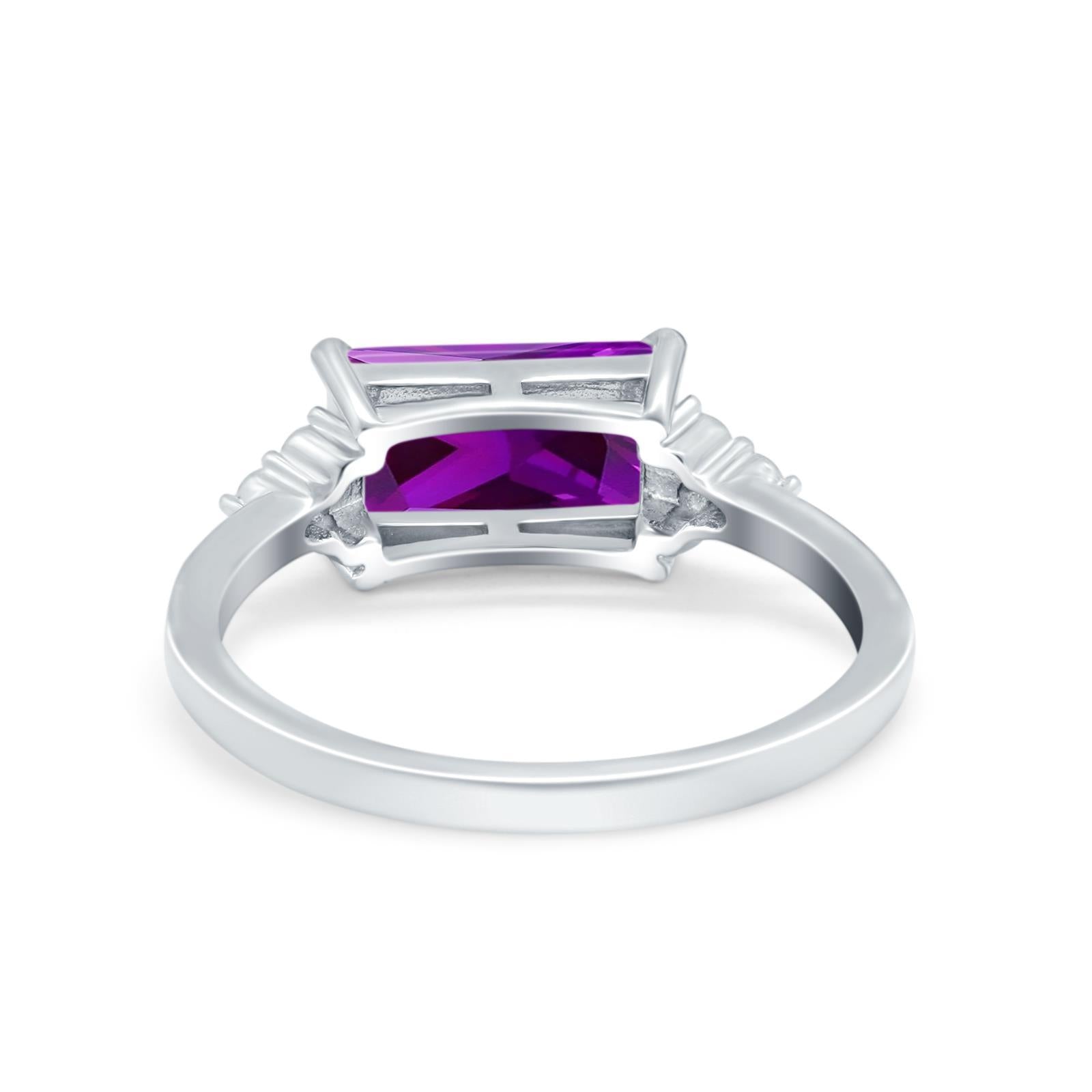 Sideways Fashion Ring Dainty Simulated Cubic Zirconia 925 Sterling Silver