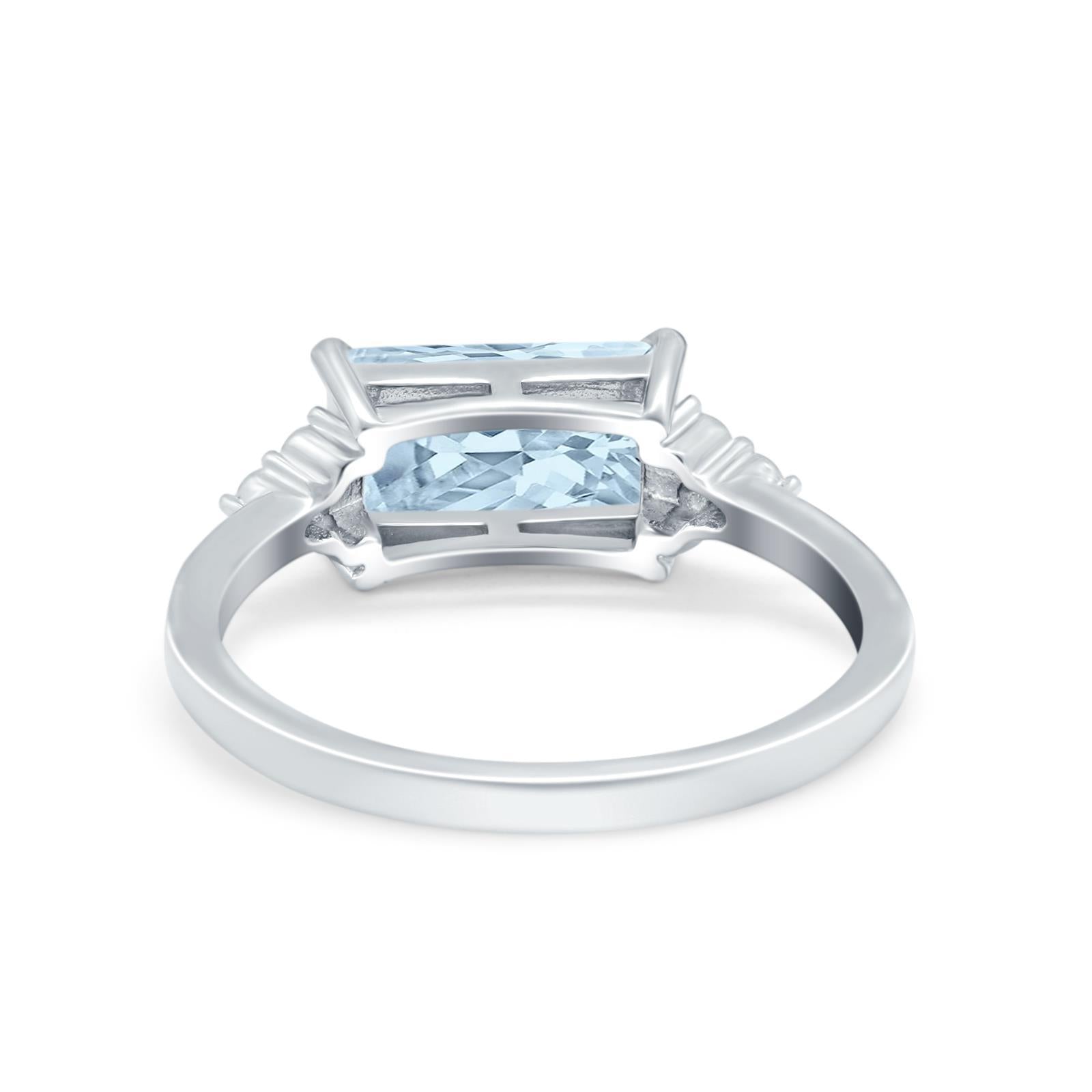 Sideways Fashion Ring Dainty Simulated Cubic Zirconia 925 Sterling Silver