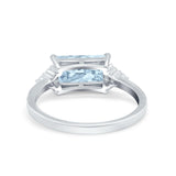 Sideways Fashion Ring Dainty Simulated Cubic Zirconia 925 Sterling Silver