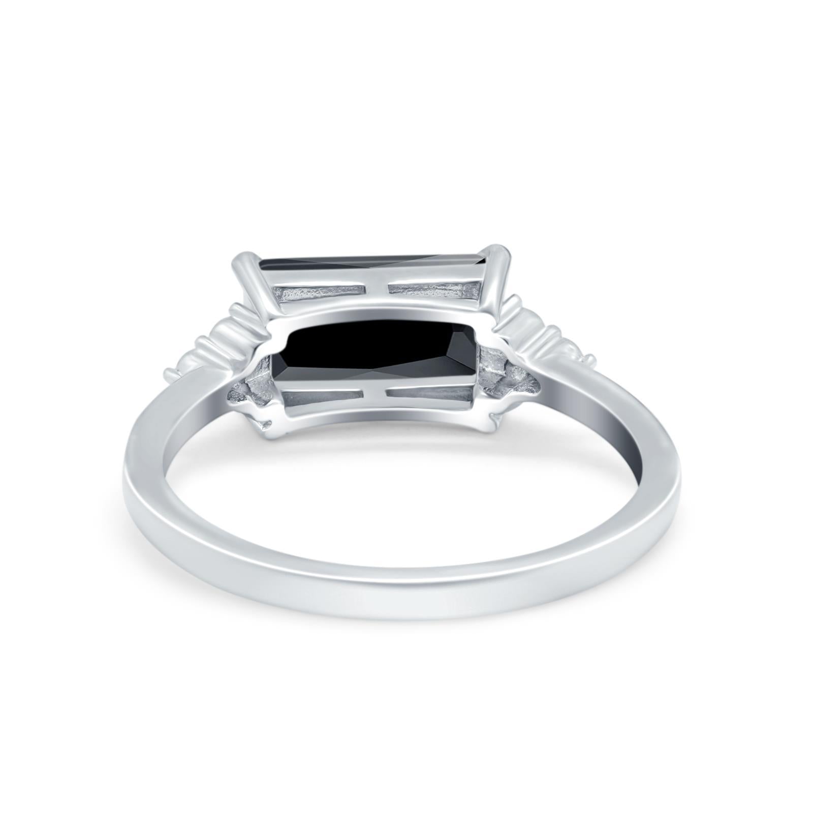 Sideways Fashion Ring Dainty Simulated Cubic Zirconia 925 Sterling Silver