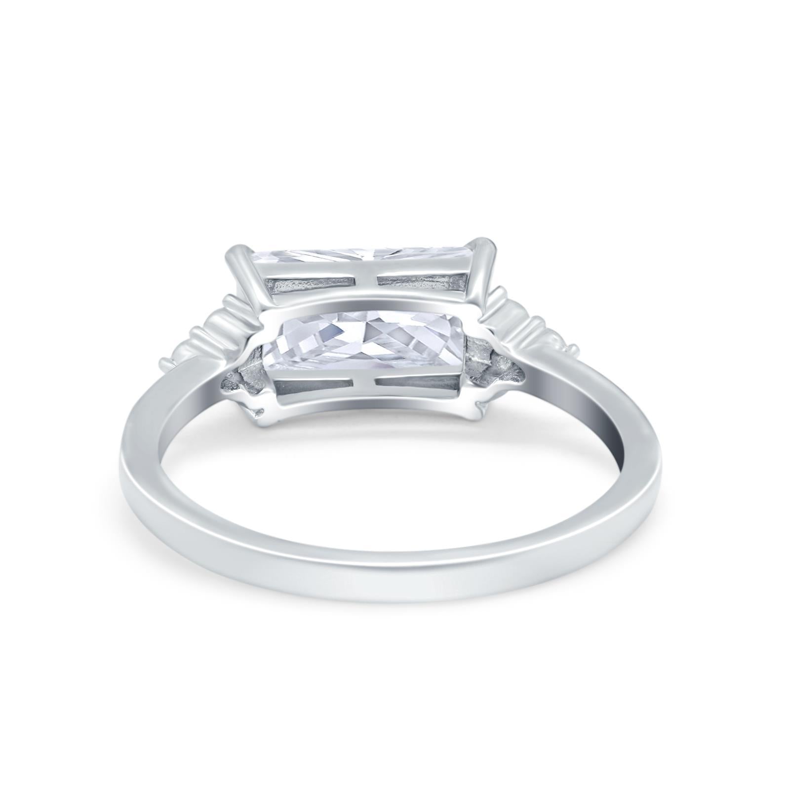 Sideways Fashion Ring Dainty Simulated Cubic Zirconia 925 Sterling Silver