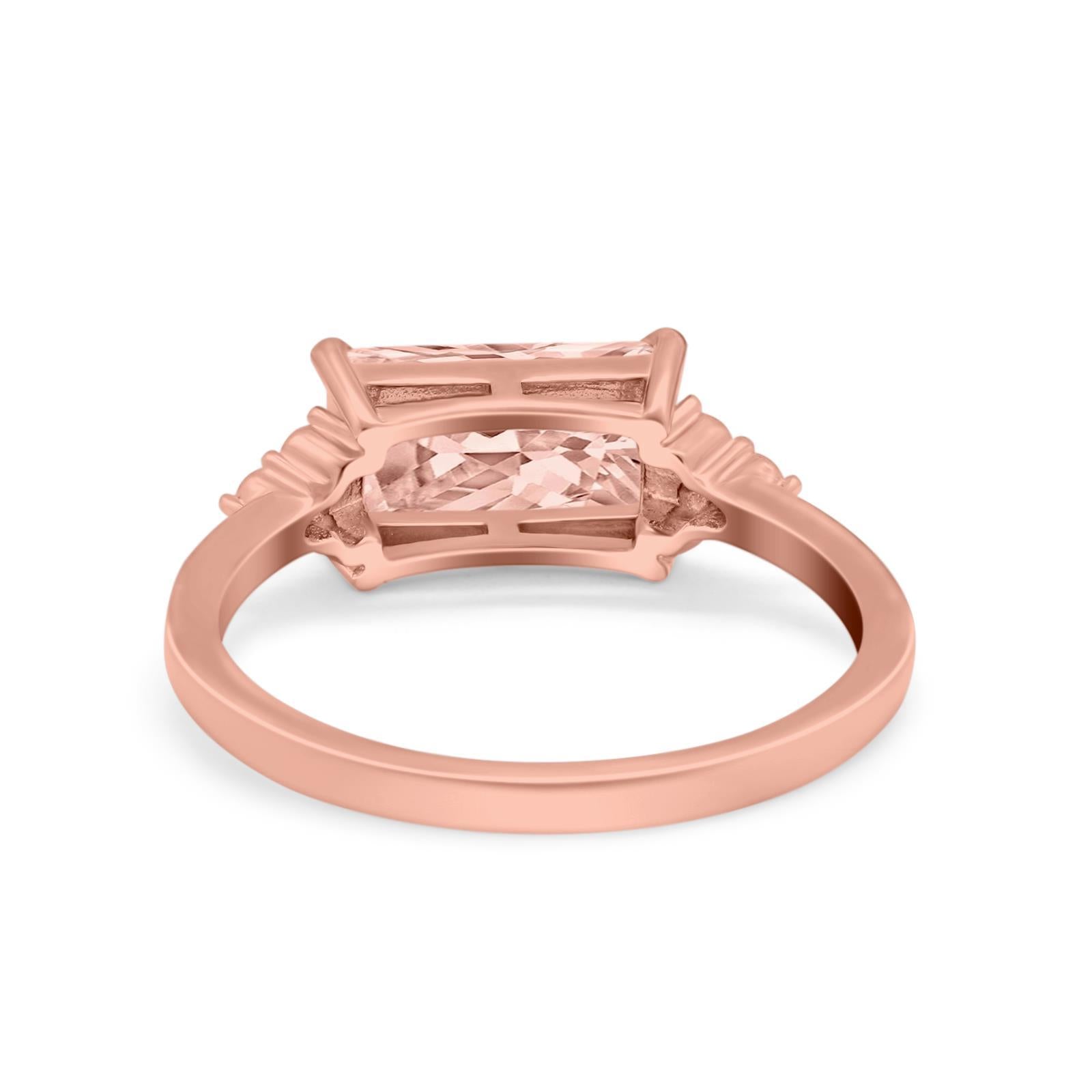 Sideways Fashion Ring Dainty Simulated Cubic Zirconia 925 Sterling Silver