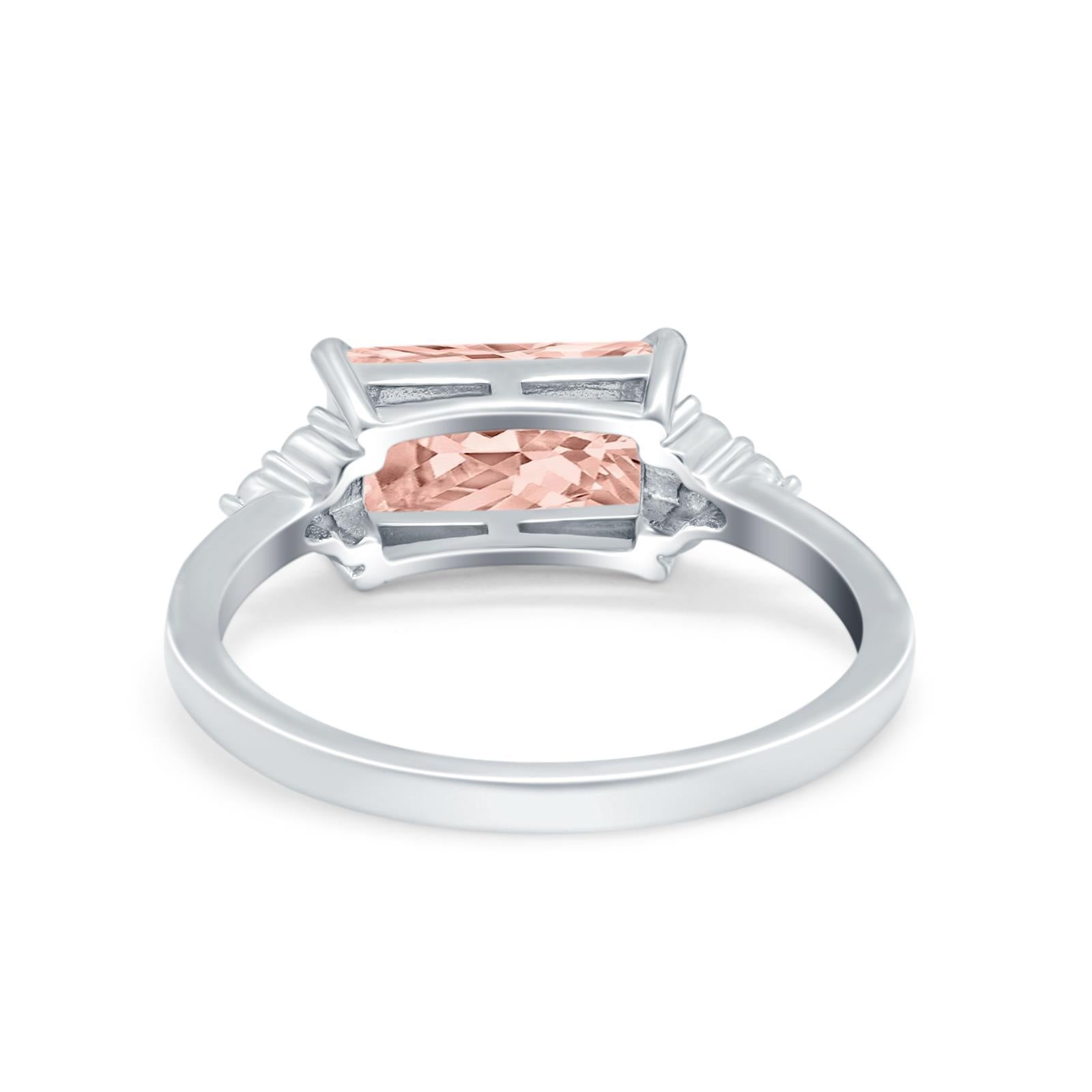 Sideways Fashion Ring Dainty Simulated Cubic Zirconia 925 Sterling Silver