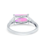 Sideways Fashion Ring Dainty Simulated Cubic Zirconia 925 Sterling Silver