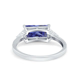 Sideways Fashion Ring Dainty Simulated Cubic Zirconia 925 Sterling Silver