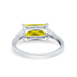 Sideways Fashion Ring Dainty Simulated Cubic Zirconia 925 Sterling Silver