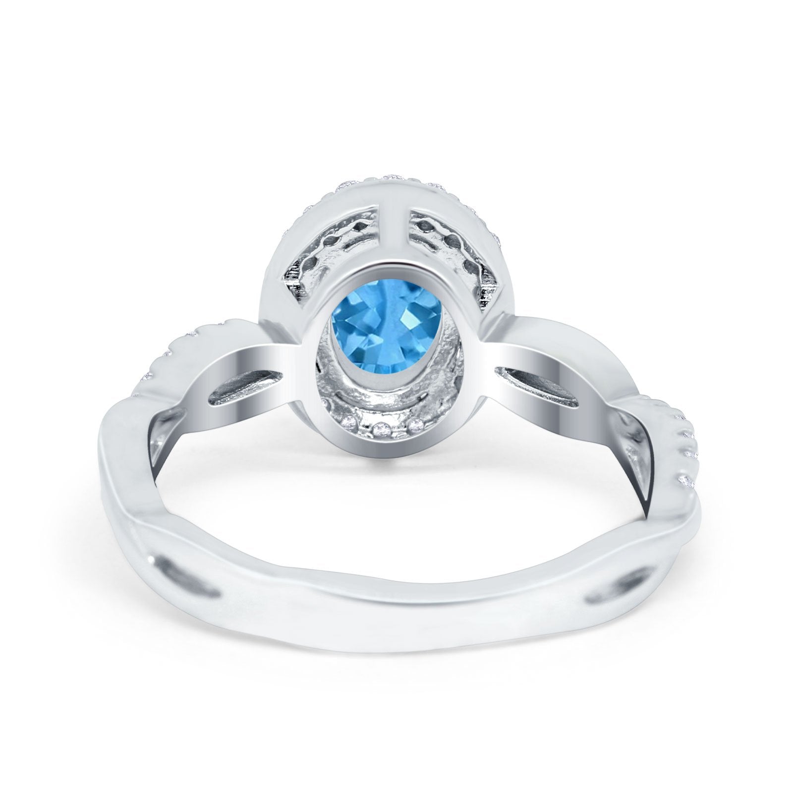 Halo Infinity Shank Engagement Ring Simulated Cubic Zirconia 925 Sterling Silver