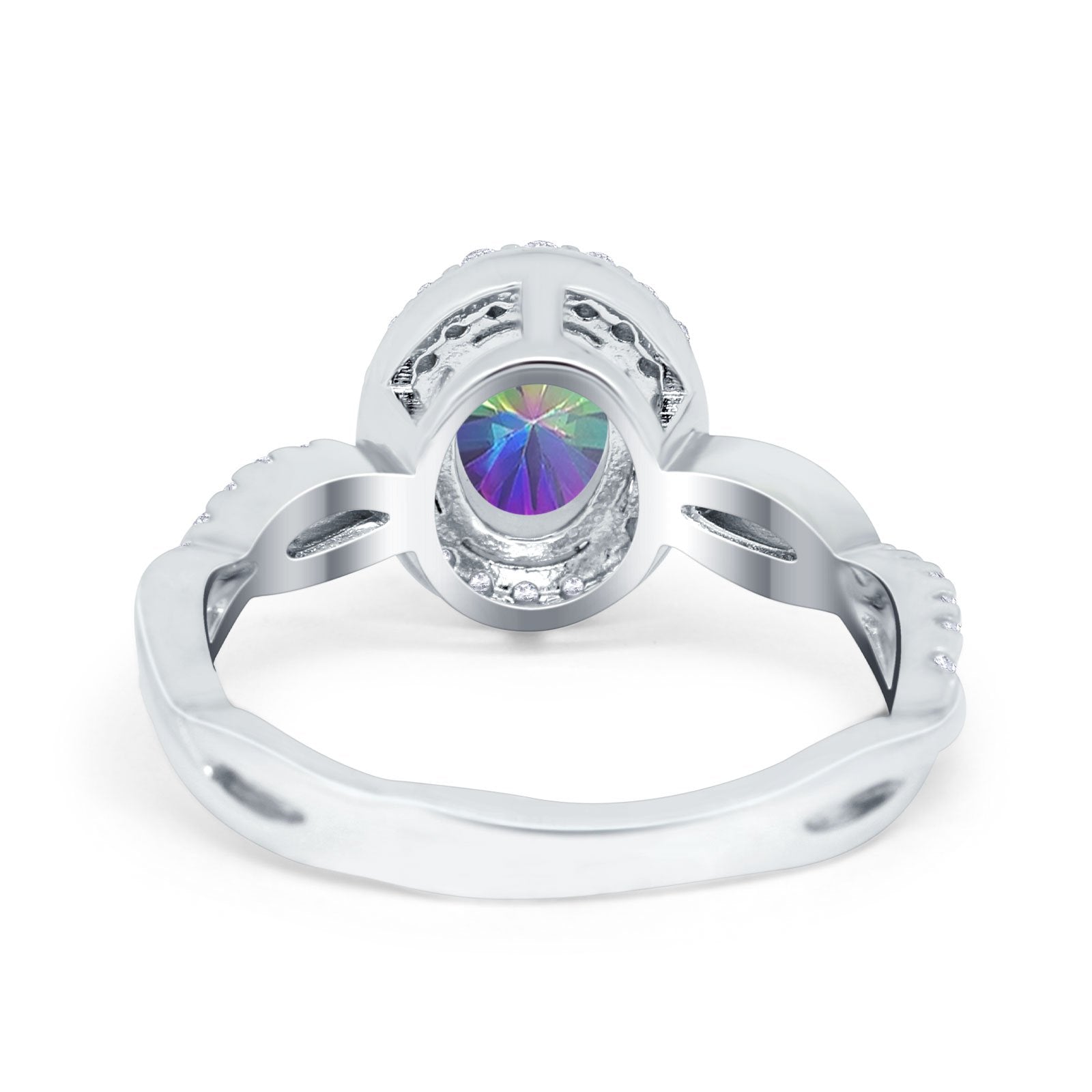 Halo Infinity Shank Engagement Ring Simulated Cubic Zirconia 925 Sterling Silver