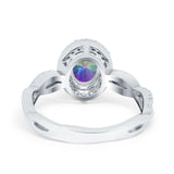 Halo Infinity Shank Engagement Ring Simulated Cubic Zirconia 925 Sterling Silver