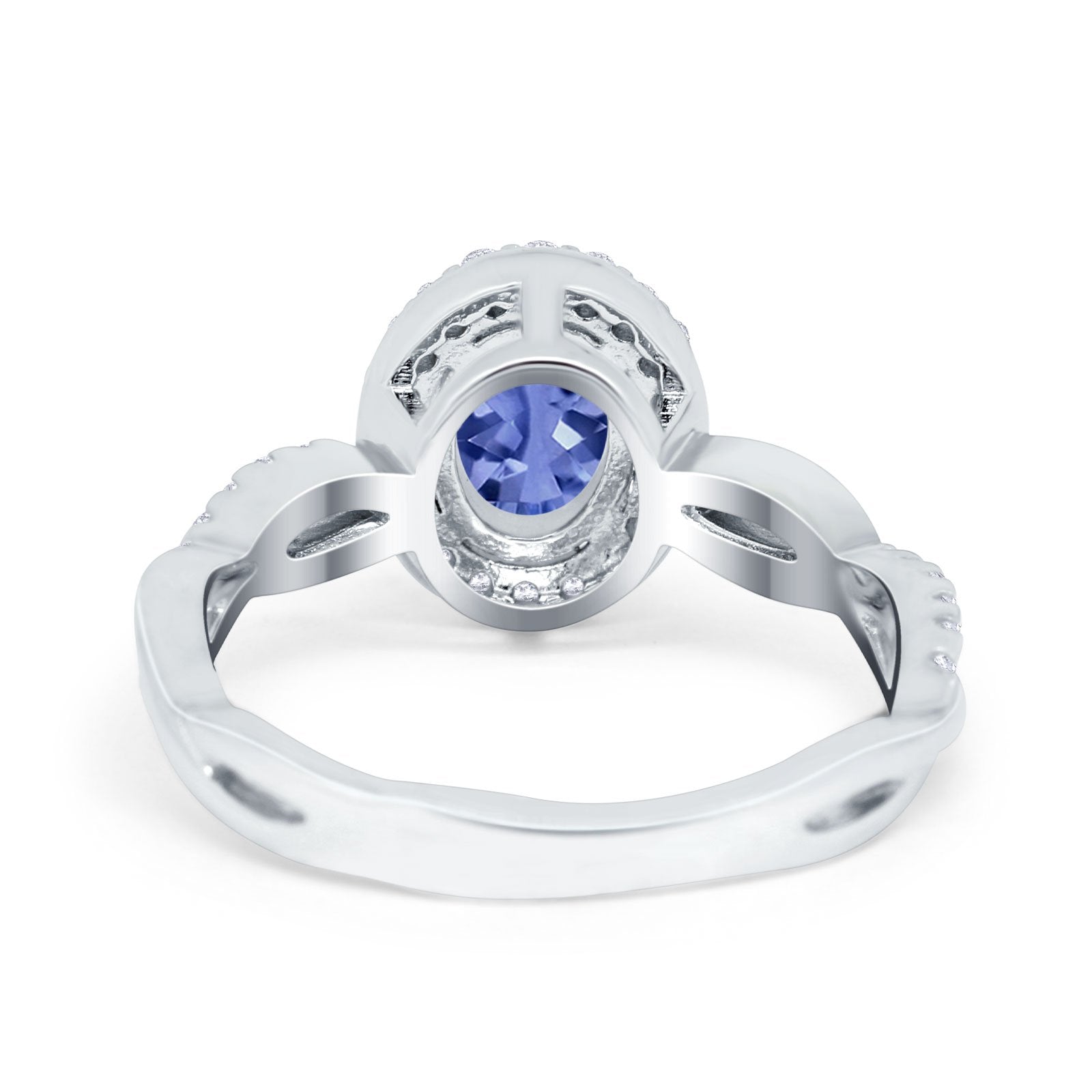 Halo Infinity Shank Engagement Ring Simulated Cubic Zirconia 925 Sterling Silver