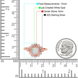 Halo Princess Wedding Engagement Ring Lab Created White Opal Round Simulated Cubic Zirconia 925 Sterling Silver