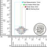 Halo Princess Wedding Engagement Ring Lab Created White Opal Round Simulated Cubic Zirconia 925 Sterling Silver