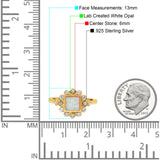 Halo Princess Wedding Engagement Ring Lab Created White Opal Round Simulated Cubic Zirconia 925 Sterling Silver