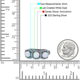 Halo Cushion Art Deco Three Stone Wedding Bridal Ring Created White Opal Round Simulated Cubic Zirconia 925 Sterling Silver