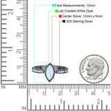 Marquise Art Deco Wedding Engagement Ring Lab Created White Opal Round Simulated Cubic Zirconia 925 Sterling Silver