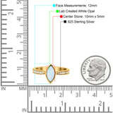 Marquise Art Deco Wedding Engagement Ring Lab Created White Opal Round Simulated Cubic Zirconia 925 Sterling Silver