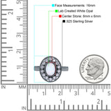 Halo Art Deco Wedding Engagement Ring Lab Created White Opal Round Simulated Cubic Zirconia 925 Sterling Silver