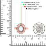 Halo Art Deco Wedding Engagement Ring Lab Created White Opal Round Simulated Cubic Zirconia 925 Sterling Silver