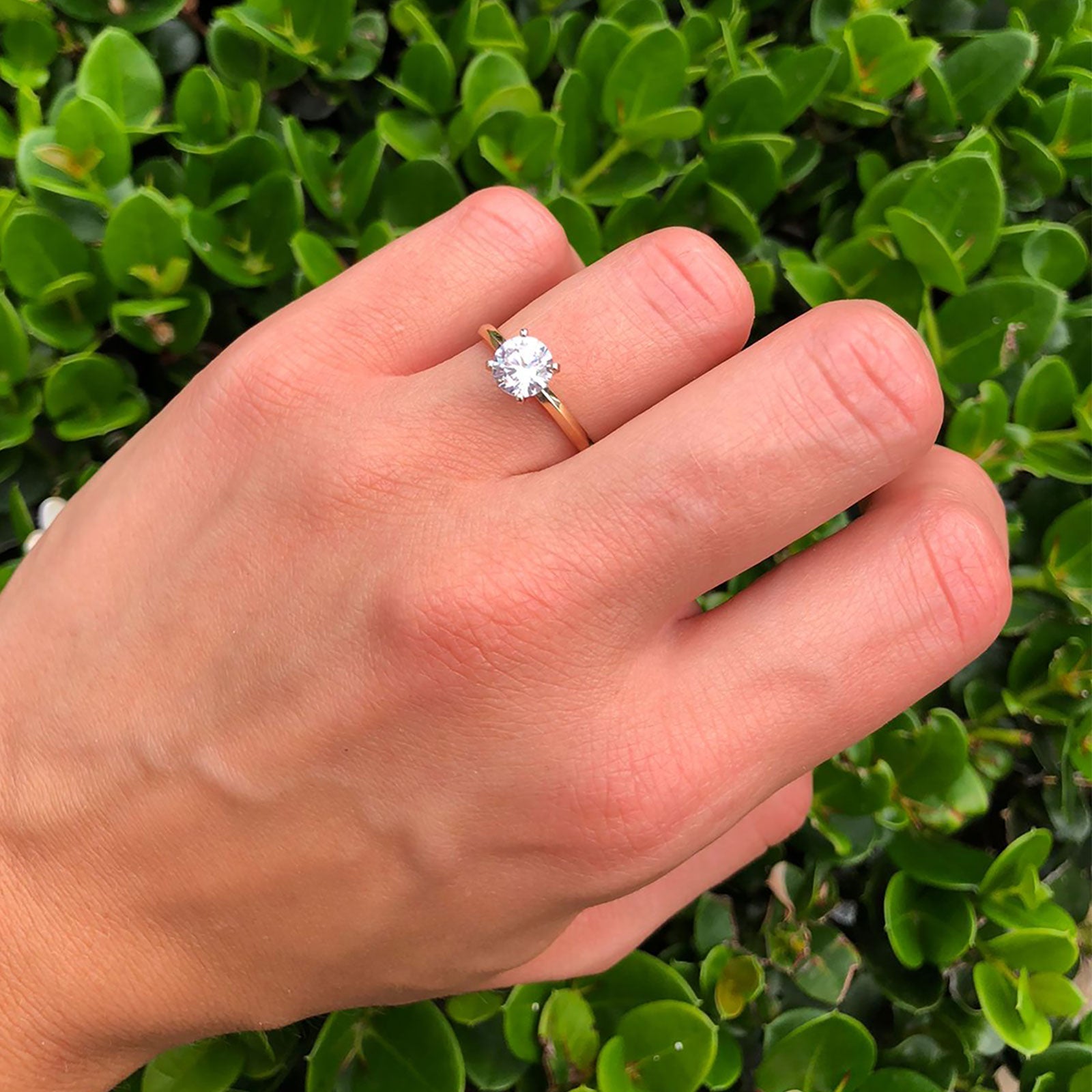 14K Gold Solitaire Round Cubic Zirconia Engagement Ring