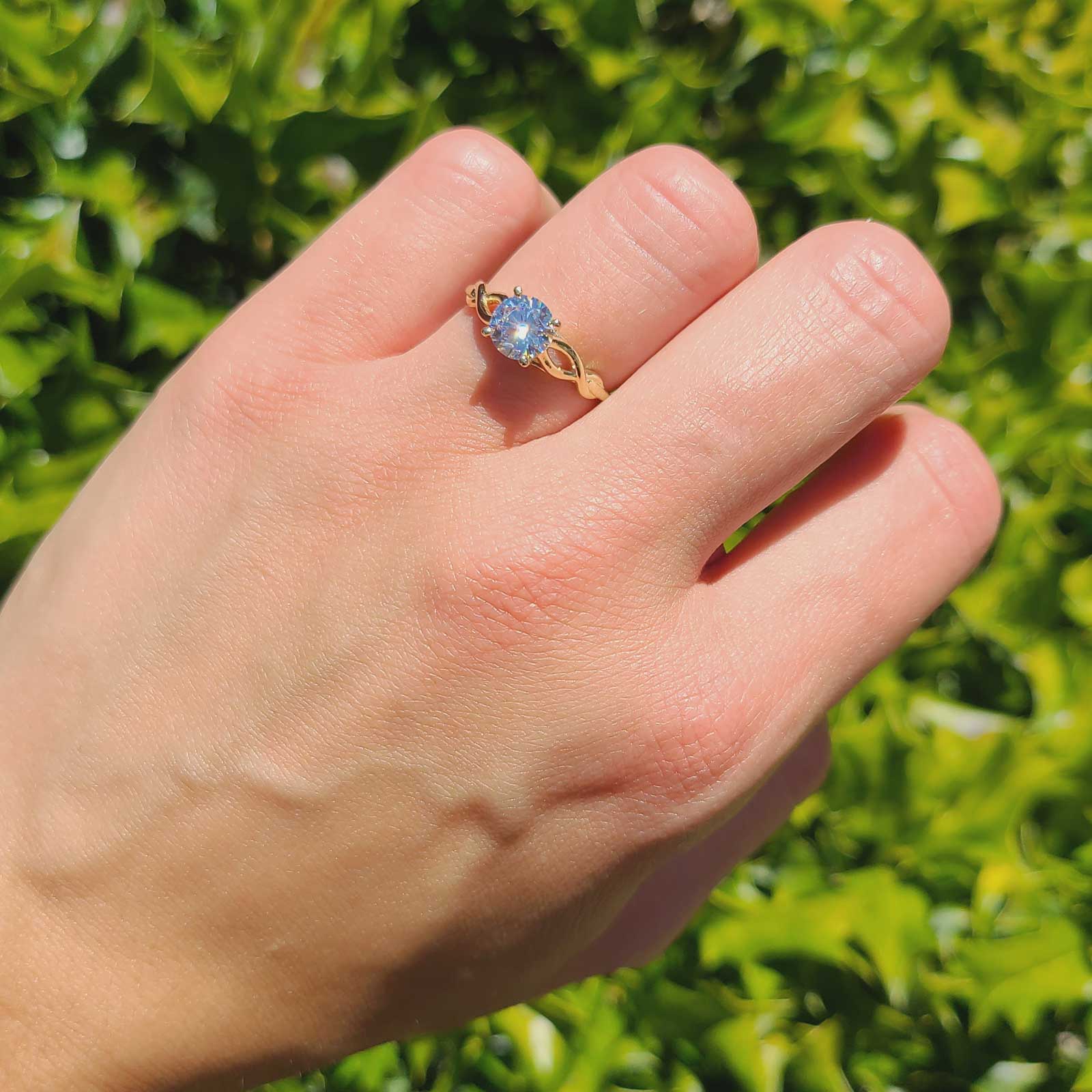 14K Gold Round Solitaire Celtic Cubic Zirconia Engagement Ring