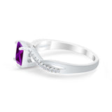 Princess Cut Wedding Ring Round Simulated Cubic Zirconia 925 Sterling Silver