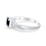Princess Cut Wedding Ring Round Simulated Cubic Zirconia 925 Sterling Silver