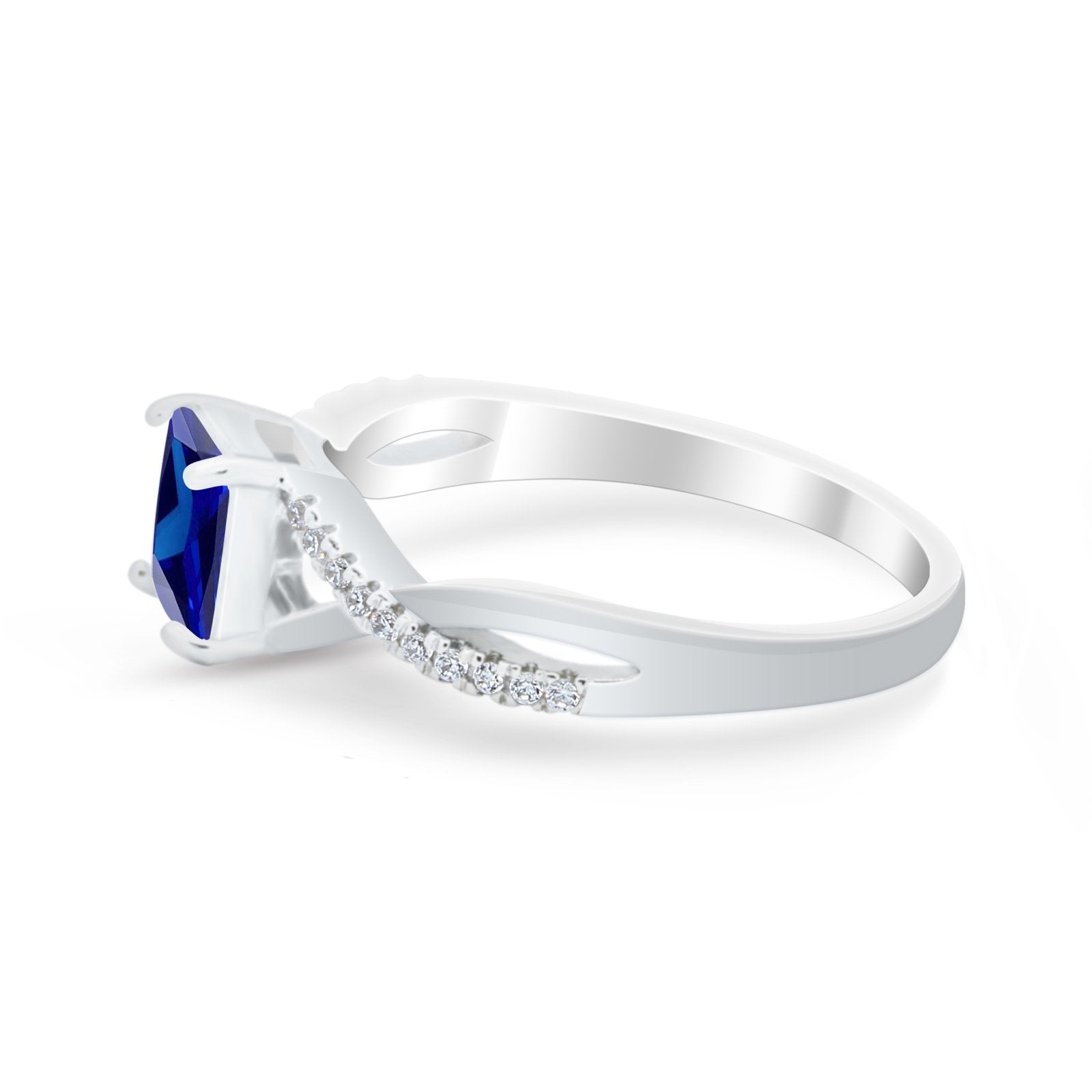 Princess Cut Wedding Ring Round Simulated Cubic Zirconia 925 Sterling Silver