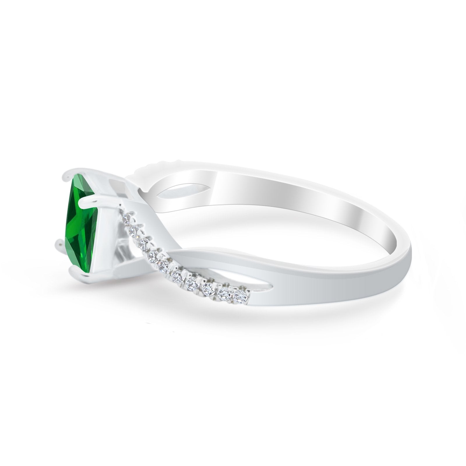 Princess Cut Wedding Ring Round Simulated Cubic Zirconia 925 Sterling Silver