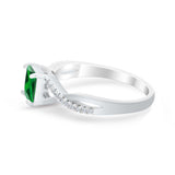 Princess Cut Wedding Ring Round Simulated Cubic Zirconia 925 Sterling Silver