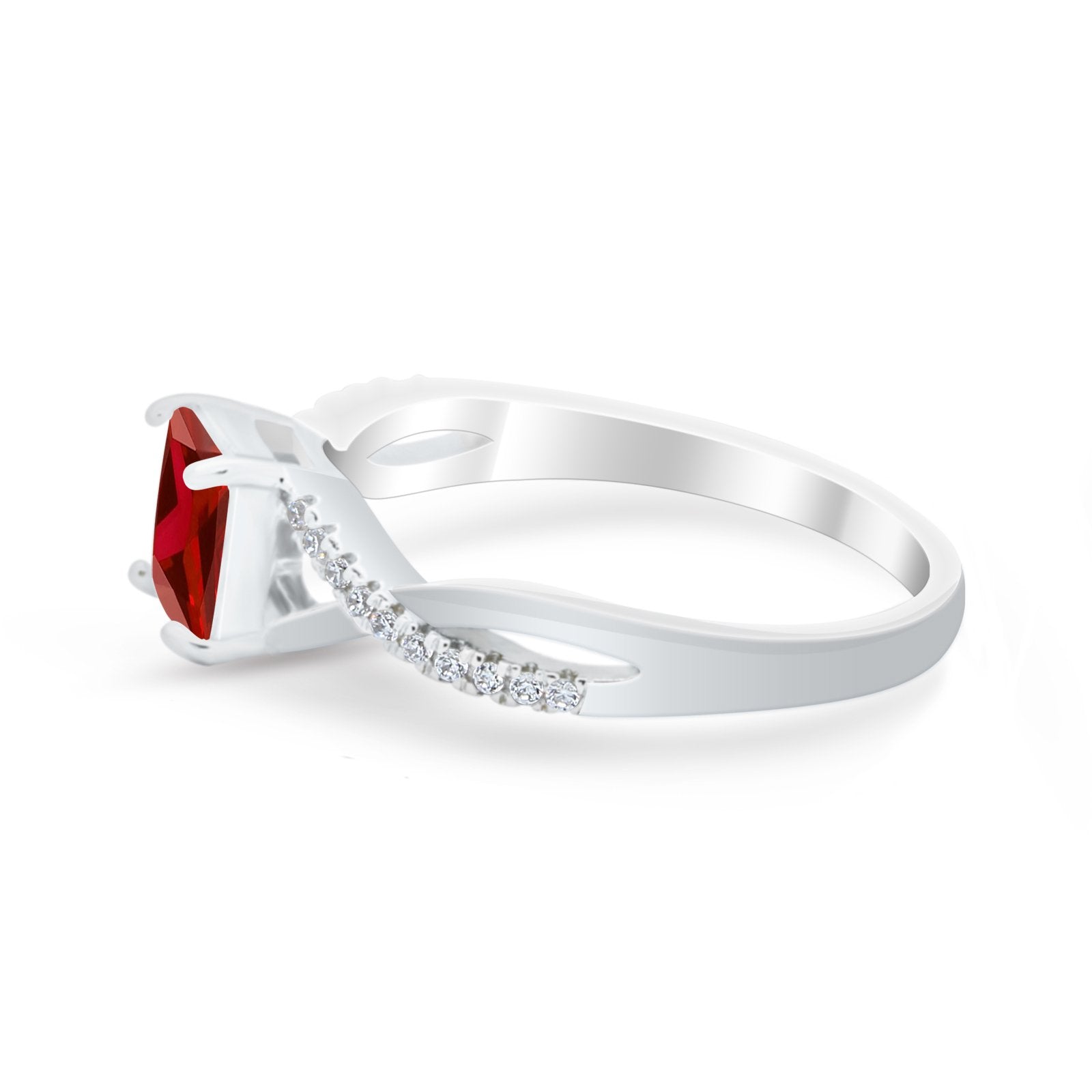 Princess Cut Wedding Ring Round Simulated Cubic Zirconia 925 Sterling Silver