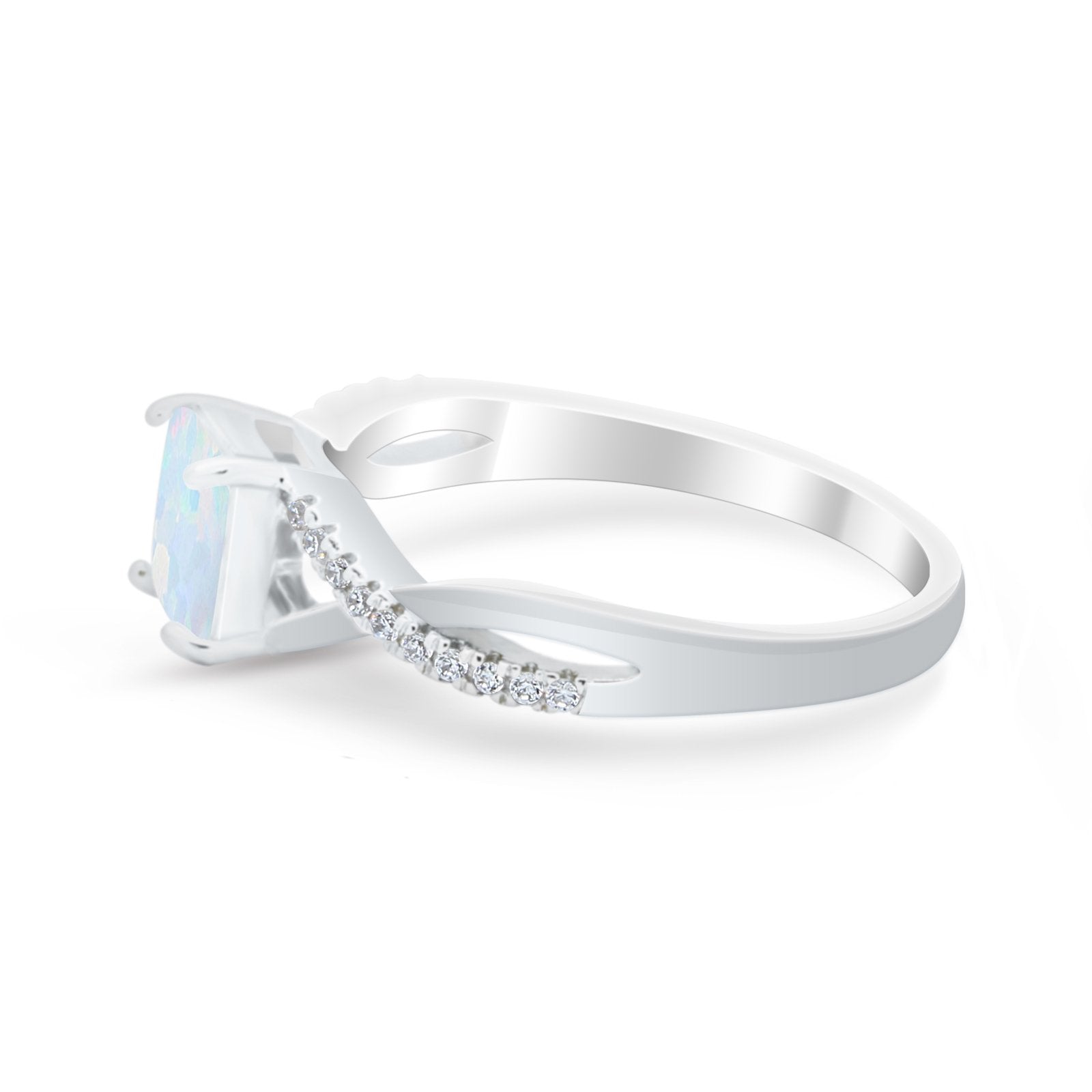 Princess Cut Wedding Ring Round Simulated Cubic Zirconia 925 Sterling Silver