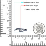 Wave & Star Wedding Engagement Ring Lab Created Opal 925 Sterling Silver