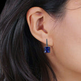 Cushion Leverback Earrings Cubic Zirconia 925 Sterling Silver