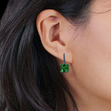 Cushion Leverback Earrings Cubic Zirconia 925 Sterling Silver