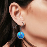Drop Dangle Peace Sign Earrings Created Opal 925 Sterling Silver(18mm)