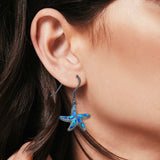 Drop Dangle Starfish Earrings Created Opal 925 Sterling Silver(19mm)