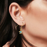 Drop Dangle Turtle Earrings Created Opal 925 Sterling Silver (10mm)