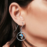 Drop Dangle Dolphin Earrings Created Opal 925 Sterling Silver (22mm)