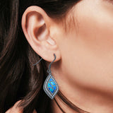 Drop Dangle Earrings Lab Created Opal 925 Sterling Silver (25mm)