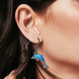 Drop Dangle Dolphin Earrings Created Opal 925 Sterling Silver(20mm)