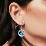 Drop Dangle Round Earrings Created Opal 925 Sterling Silver(19mm)