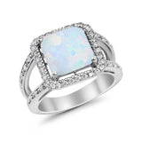 Halo Princess Shape Engagement Ring Simulated CZ 925 Sterling Silver