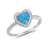 Halo Dazzling Heart Promise Ring Round Simulated CZ 925 Sterling Silver