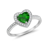 Halo Dazzling Heart Promise Ring Round Simulated CZ 925 Sterling Silver