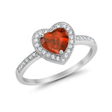 Halo Dazzling Heart Promise Ring Round Simulated CZ 925 Sterling Silver