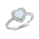 Halo Dazzling Heart Promise Ring Round Simulated CZ 925 Sterling Silver