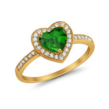 Halo Dazzling Heart Promise Ring Round Simulated CZ 925 Sterling Silver