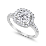 Solitaire Accent Wedding Ring Round Simulated CZ 925 Sterling Silver