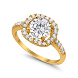 Solitaire Accent Wedding Ring Round Simulated CZ 925 Sterling Silver